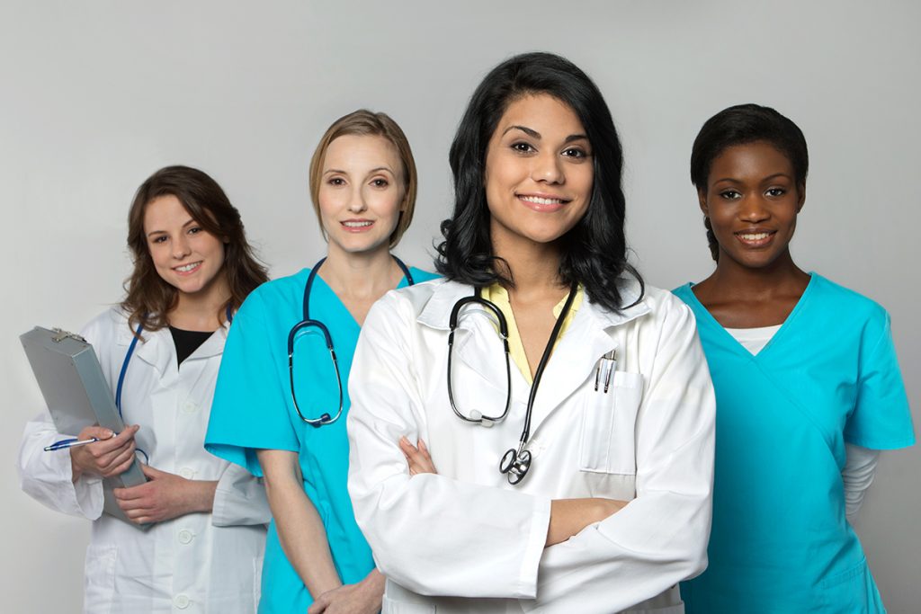 diverse group of female doctors
