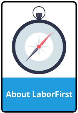 A drawing of a compass above the words About LaborFirst