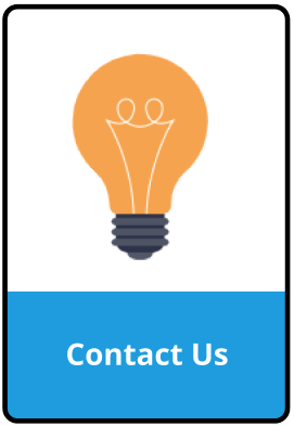 A drawing of lightbulb on a white background above the words Contact Us