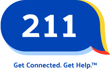 blue bubble logo that has "211" in the bubble. Dial 2-1-1 or...
Dial 1-800-560-3372
Text your Zip Code to 898-211. We can help.